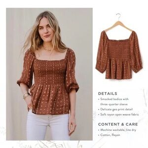 Good Hart by Matilda Jane Kimbell Top in Rust Brown with White Detail Size Large